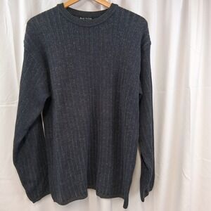 Kenneth Cole New York Men's Dark Wash Ribbed Crewneck Sweater XL 100% Cotton